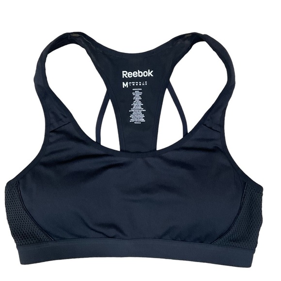 Reebok Support Black Athletic Mesh Back Racerback Bra size Medium - Picture 6 of 8